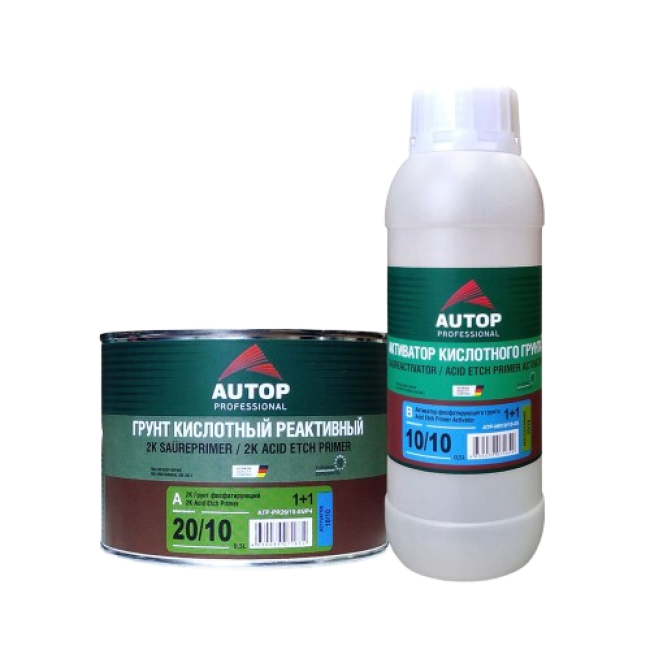 Autop AUTOP 20/10 - 2K Acid phosphating primer 1+1 - green, set with activator, 0.5+0.5l ATP-PR20/10-05/P4 + ATP-HR10/10-05 – buy in Tokmok | carpaint.kz
