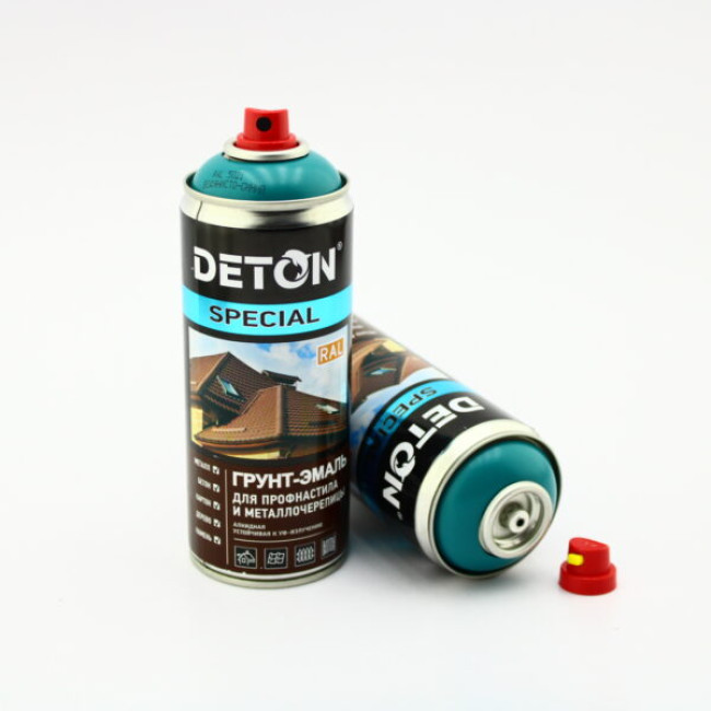 Deton RAL 5021 DETON SPECIAL - Primer-enamel for metal tiles - Watery blue - Aerosol, 520 ml DTN-A07362 – buy in Tokmok | carpaint.kz
