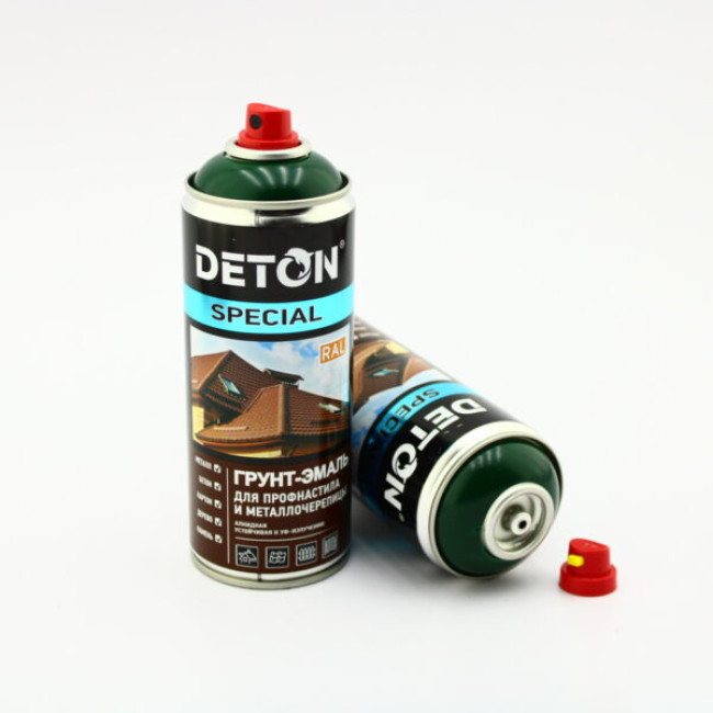 Deton RAL 6005 DETON SPECIAL - Primer-enamel for metal tiles - Green moss - Aerosol, 520 ml DTN-A07289 – buy in Tokmok | carpaint.kz