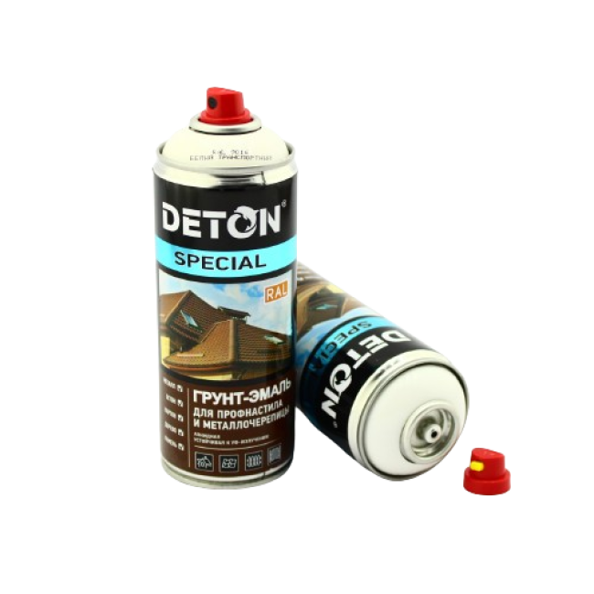 Deton RAL 9016 DETON SPECIAL - Primer-enamel for metal tiles - Transport white - Aerosol, 520 ml DTN-A07287 – buy in Tokmok | carpaint.kz