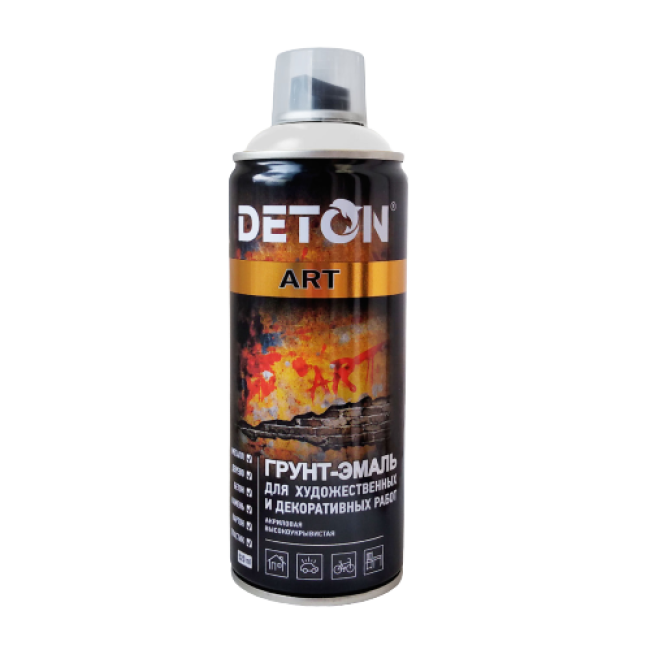 Deton Primer-enamel for artistic and decorative works DETON ART, White glossy, aerosol 520 ml DTN-A70672 – buy in Tokmok | carpaint.kz