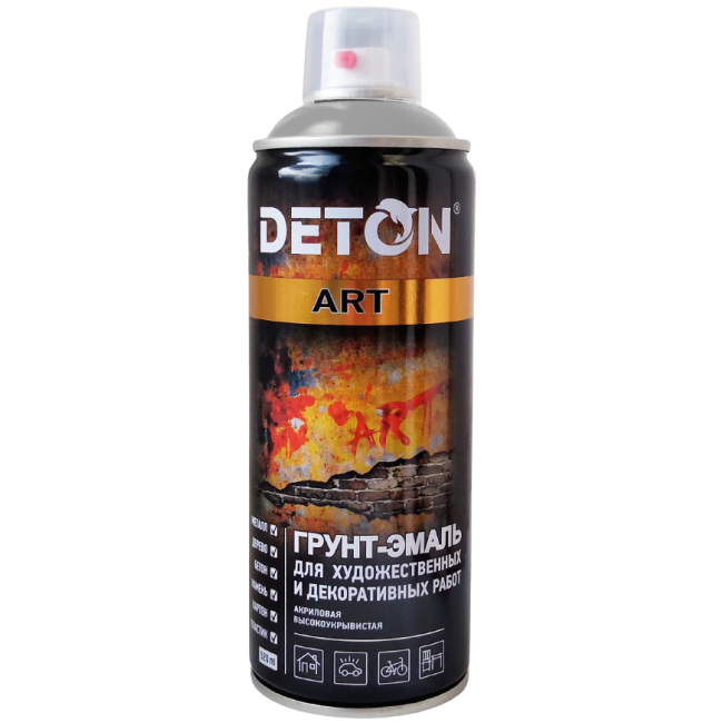 Грунт-эмаль для художественных и декоративных работ DETON ART черный, матовый, аэрозоль 520 мл DTN-A70668 – купить в Токмок | Deton | carpaint.kz