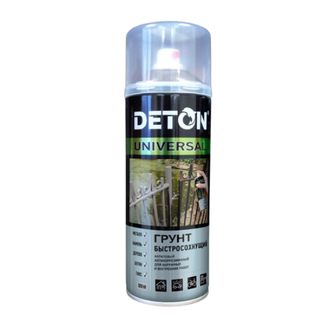 Deton Acrylic primer DETON UNIVERSAL - Gray, quick-drying, aerosol 520 ml DTN-A07642 – buy in Tokmok | carpaint.kz
