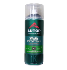 AUTOP №4 - Эмаль структурная для пластика - Серая крупная - Аэрозоль, 520 мл